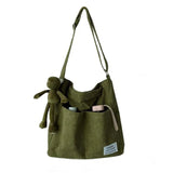 Corduroy Shoulder Bag Women College Style Crossbody Large Capacity