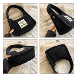 Corduroy Shoulder Crossbody Bag Small Women's Solid Handbag