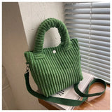 Corduroy Small Handbags Women Shoulder Crossbody Bags Bucket Bag