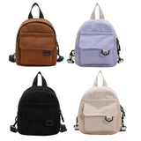 Corduroy Solid Backpack Women Preppy Style Rucksack
