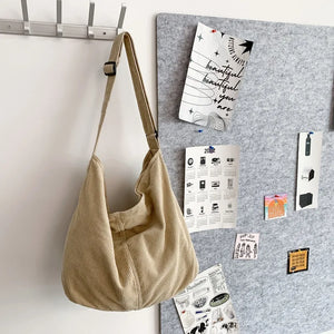 Corduroy Oversized Laptop Hobo Slouchy Bag