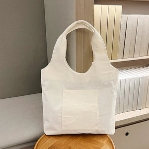 Women's Corduroy Tote Bag Large Capacity Handbag Shoulder Shopping Bag