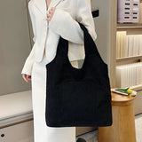Women's Corduroy Tote Bag Large Capacity Handbag Shoulder Shopping Bag