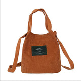 Corduroy Tote Bag For Women Pack Bags With Hasp Preppy Style
