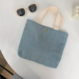Corduroy Tote Bag Women Shoulder Bag Vintage Female Girls Portable Purse