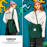 Corduroy Tote Bag Canvas Shoulder Purse with Inner Pocket