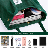 Corduroy Tote Bag Canvas Shoulder Purse with Inner Pocket
