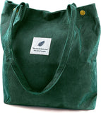 Corduroy Tote Bag Canvas Shoulder Purse with Inner Pocket