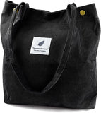 Corduroy Tote Bag Canvas Shoulder Purse with Inner Pocket