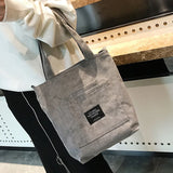 Women's Winter Corduroy Tote Bag Casual Style Shopper Handbag