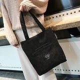 Women's Winter Corduroy Tote Bag Casual Style Shopper Handbag