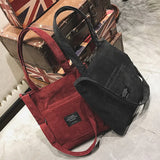 Women's Winter Corduroy Tote Bag Casual Style Shopper Handbag