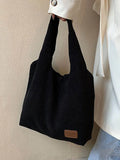 Corduroy Tote Bag Large Capacity Shoulder Handbag