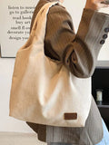 Corduroy Tote Bag Large Capacity Shoulder Handbag