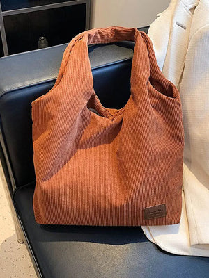 Corduroy Tote Bag Large Capacity Shoulder Handbag