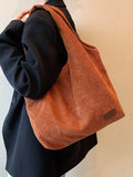 Corduroy Tote Bag Large Capacity Shoulder Handbag