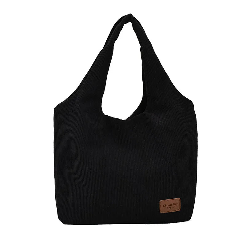 Corduroy Tote Bag Large Capacity Shoulder Handbag