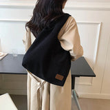 Corduroy Tote Bag Large Capacity Shoulder Handbag