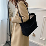 Corduroy Tote Women's Bag Shopper Large Capacity Solid Shopping Handbags