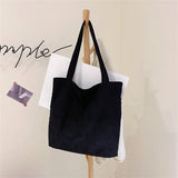 Corduroy Tote Women's Bag Shopper Large Capacity Solid Shopping Handbags