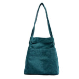 Corduroy Totes Bag Shoulder Handbag with Inner Pocket for School Work Travel