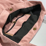 Corduroy Totes Bags for Women Zipper Eco Large Capacity Winter Shoulder Bags