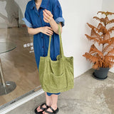 Corduroy Tote Bags for Women Solid Shoulder Bags Casual Eco Handbags