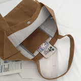 Corduroy Tote Bags for Women Foldable Shopper Eco-friendly Shoulder Bag