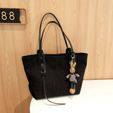 Corduroy Tote Shoulder Bag Beige High Classic Handbag