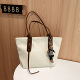Corduroy Tote Shoulder Bag Beige High Classic Handbag