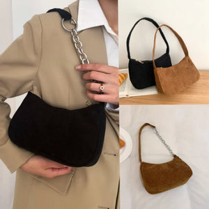 Corduroy Chain Shoulder Bag Clutch Purse Retro Texture Underarm Bag