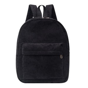 Corduroy Unisex School Backpack Casual Rucksack Lightweight Water Resistant