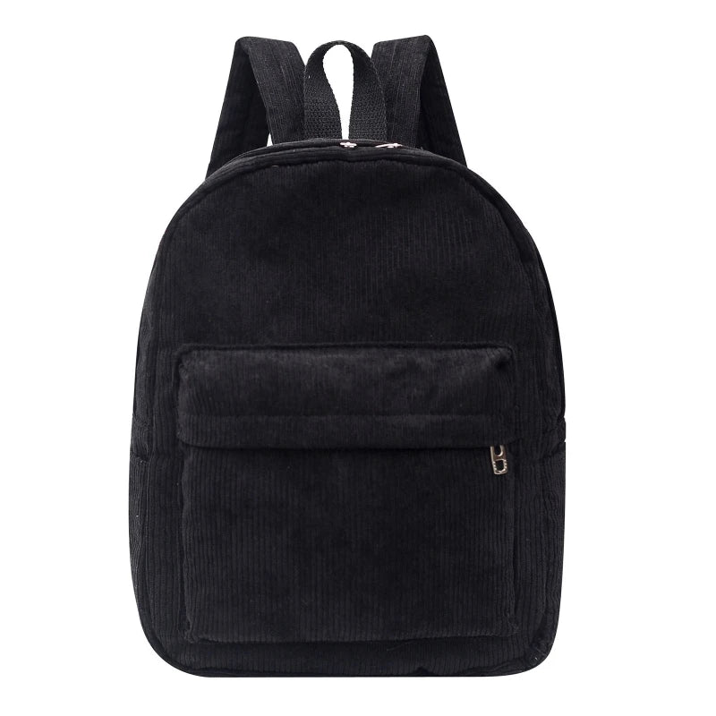 Corduroy Unisex School Backpack Casual Rucksack Lightweight Water Resistant