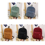 Corduroy Unisex School Backpack Casual Rucksack Lightweight Water Resistant