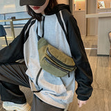 Corduroy Waist Bag Women Zipper Chest Bag