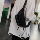 Corduroy Waist Bag Women Zipper Chest Bag