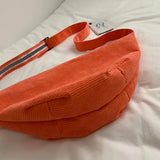 Corduroy Waist Bag Zipper Chest Bag Sport Travel Fanny Pack