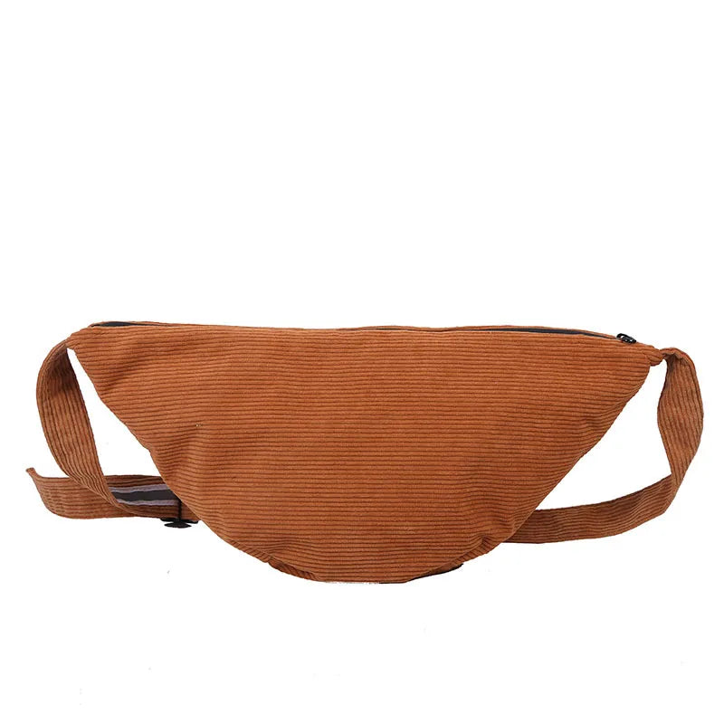 Corduroy Waist Bag Zipper Chest Bag Sport Travel Fanny Pack