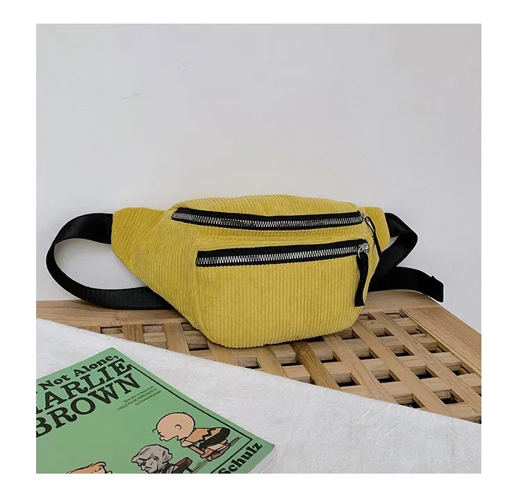 Corduroy Waist Bag Women Chest Bag