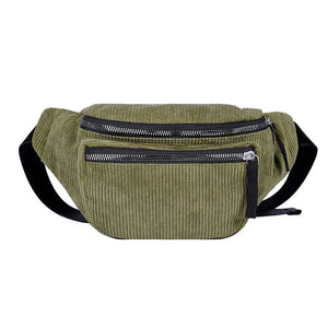 Corduroy Waist Bag Zipper Chest Bag Phone Waist Pack for Women