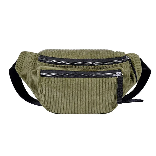 Corduroy Waist Bag Zipper Chest Bag Phone Waist Pack for Women