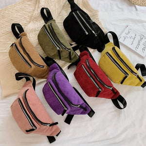 Corduroy Waist Bag Women Chest Bag