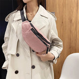Corduroy Waist Bag Zipper Chest Bag Sport Travel Waist Belt Bags