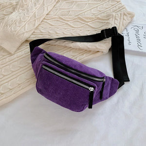 Women's Corduroy Chest Bag Waist Bag Multifunctional Crossbody Pack