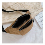 Corduroy Waist Bag Zipper Chest Bag Sport Travel Girls Waist Belt Bags