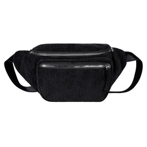 Women's Corduroy Zipper Waist Chest Bag