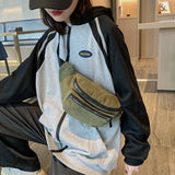 Women's Corduroy Zipper Waist Chest Bag