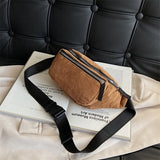 Corduroy Waist Bag Zipper Chest Bag Sport Travel Waist Belt Bags