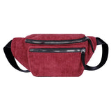 Women's Zipper Chest Bag Corduroy Waist Bag