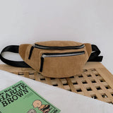Corduroy Zipper Waist Bag for Women